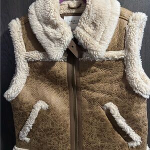 American Eagle Cream Faux Shearling Vest